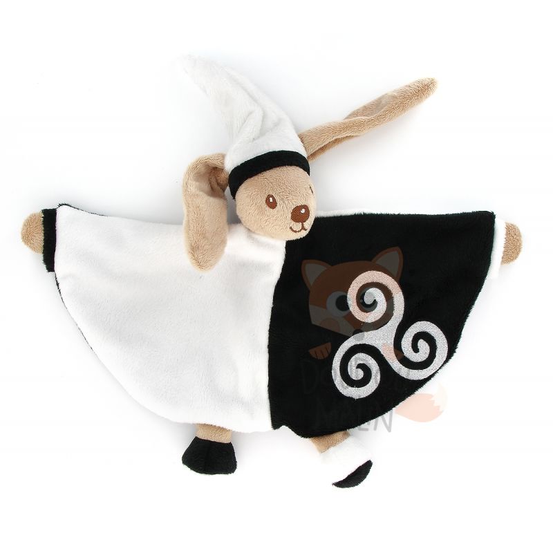 Mailou tradition doudou Breizh lapin noir blanc Mailou tradition doudou Breizh lapin noir blanc